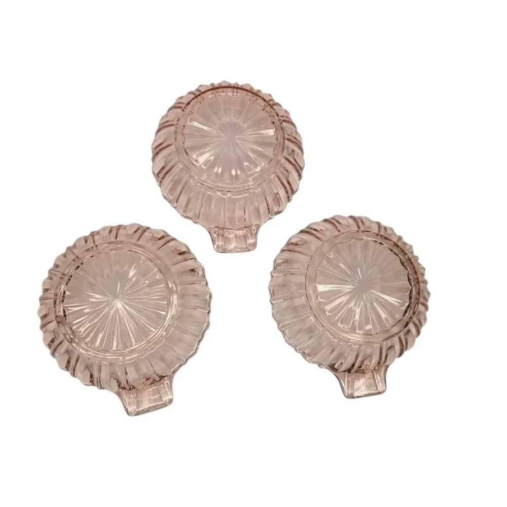 Anchor Hocking Fortune Pink Depression Glass Handled Nappy Bowls Set of 3